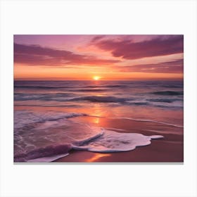 Sunset At The Beach Paintings Art Print 10 Canvas Print