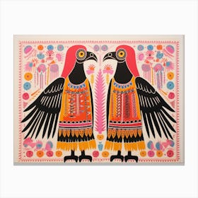 Vulture Folk Style Animal Illustration Canvas Print