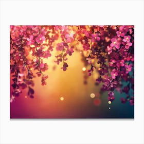 Elegant Colorful with Vibrant Flower Hanging Branches 3 Canvas Print