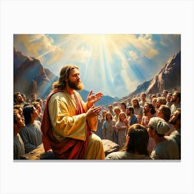 Jesus Sermon On The Mount Ai Canvas Print