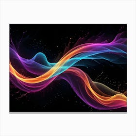 Abstract Image Of Flowing, Colorful Lines That Resemble Waves Or Energy Against A Dark Background 2 Canvas Print