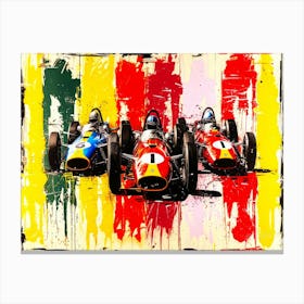 Auto Racing Memorabilia - 3 Racing Cars Canvas Print