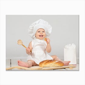 Baby In Chef Hat Canvas Print