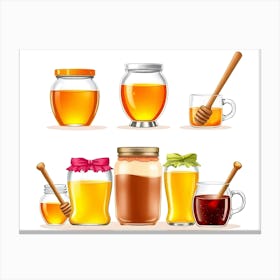 Set Of Honey Jars Canvas Print