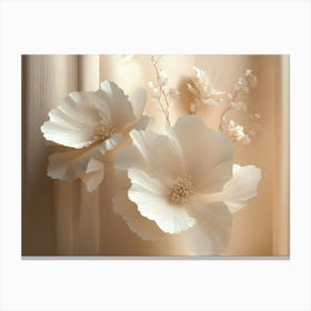 3d Simple Floral Painting Light Beige Landscape Canvas Print