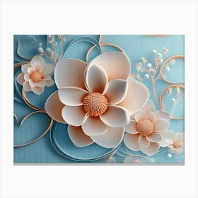 3d Flower with Circles Rendering Art Illustration, 3d Flower Art Canvas Print