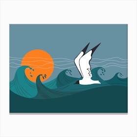 Seagull Sea Storm Waves Canvas Print