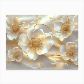 White Flowers Wallpaper Canvas Print