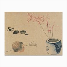 Hokusai Ukiyo-e Flower In A Vase Canvas Print