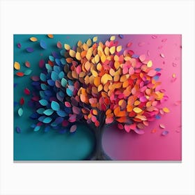 Colorful Tree With Multicolor Leaves 7 Canvas Print