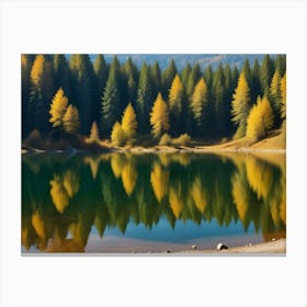 Autumn Trees Reflected In A Lake Canvas Print