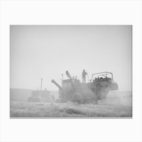 Tractor Drawn Combine In Wheat Field On Eureka Flats, Walla Walla County, Washington By Russell Lee 1 Canvas Print