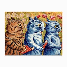Three Cats Singing Gouach, Louis Wain Canvas Print