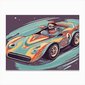 Retro Race Car Illustration Style Canvas Print