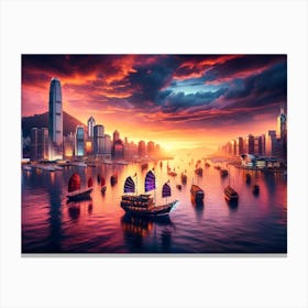 Sunset In Hong Kong Canvas Print