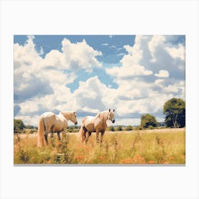 Horses Painting In Cotswolds, England, Landscape 3 Canvas Print
