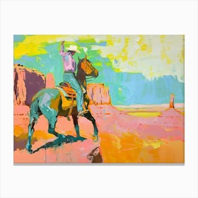 Neon Cowboy In Monument Valley Arizona 3 Painting Canvas Print