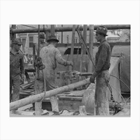 Untitled Photo, Possibly Related To Oil Field Workers Releasing Pipe Wrenches From Drill Pipe, Oil Well, Kilgore, Texas Canvas Print