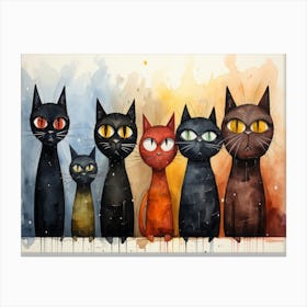 Cat Family Painting Canvas Print