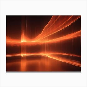 A 3d Rendering Of A Room With Orange Neon Lights Creating A Futuristic, Abstract Space Canvas Print