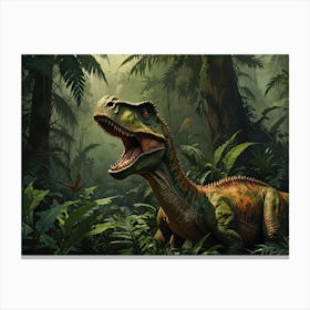 Dinosaur In The Jungle Canvas Print