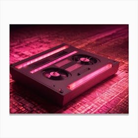 A Vintage Cassette Tape Player Glowing With Pink Light, Suggesting A Retro Futuristic Aesthetic Canvas Print