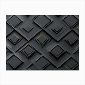 3d Dark Paper Art Check Cross Geometry Frame Canvas Print