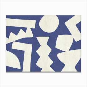 Bohemian Graphic Pattern Monochromatic - Dark Blue Navy Canvas Print