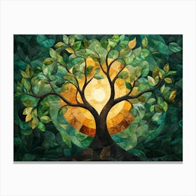 William Morris Inspired Stylized Tree Canvas Print