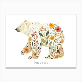 Little Floral Polar Bear 3 Poster Canvas Print