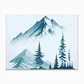 Mountain And Forest In Minimalist Watercolor Horizontal Composition 79 Canvas Print