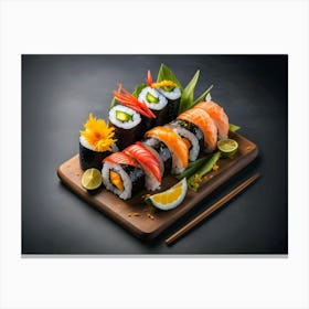 Sushi On A Wooden Board Canvas Print