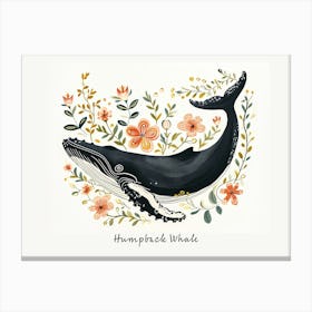 Little Floral Humpback Whale 3 Poster Canvas Print