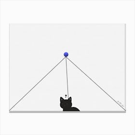 Minimal Illustration A Cat Search The Blue Playball Center Symmetry Pyramid Canvas Print