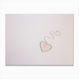 Heart Shaped Cloth Patch On White Background Canvas Print