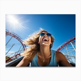 Adventure Enthusiast With Wind Tossed Hair Sun Kissed Face Standing At The Precipice Of A Gravity Canvas Print