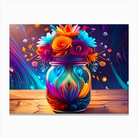 Colorful Flowers In A Jar 1 Canvas Print