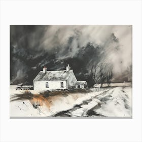 Dramatic Sky and House In The Snow Canvas Print