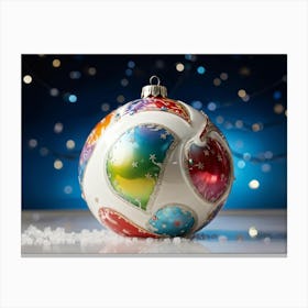 Porcelain Creature Shaped As A Christmas Ball Adorned With Multiple Hues Captured In Photorealism Canvas Print