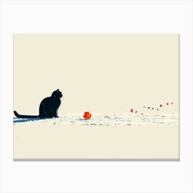 Cat In The Snow Canvas Print