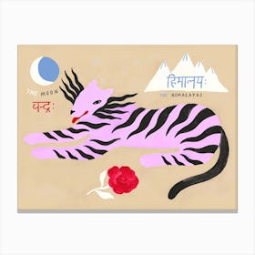 Tigres And The Himalayas Beige Canvas Print