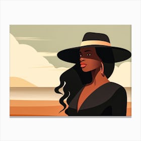Illustration of an African American woman at the beach 49 Canvas Print