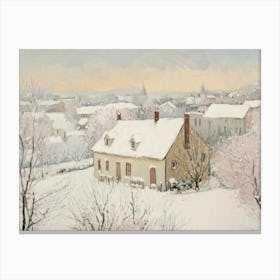 Snow-Covered Village In Winter Canvas Print