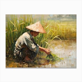 Chinese Peasant In Traditional Hat - expressionism Canvas Print