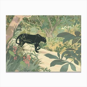 Black Panthers Tropical Jungle Illustration 1 Canvas Print