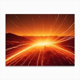 A Long Exposure Photograph Of A Sunset With Streaks Of Light, Creating A Sense Of Motion And Energy Canvas Print