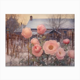Roses In The Snow Canvas Print