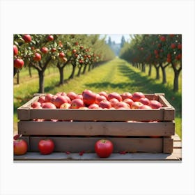 Crates Of Red Apples In An Orchard 1 Canvas Print