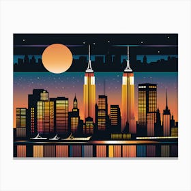 New York City Skyline 4 vector art Canvas Print