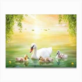 Swan Family 1 Canvas Print